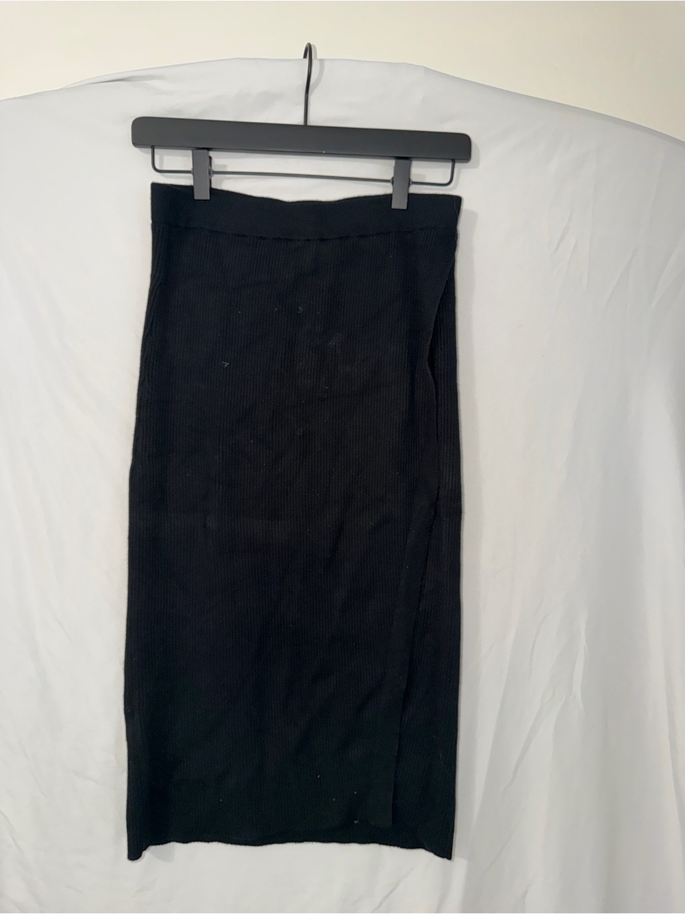 Abercrombie & Fitch Black Ribbed Pencil Midi Skirt